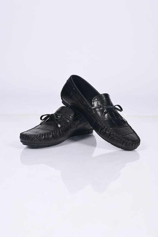 Bestello Slip-On Loafers with Bow, Genuine Leather, Polyurethane Sole, Model 028-2068-26Y Men's Shoes