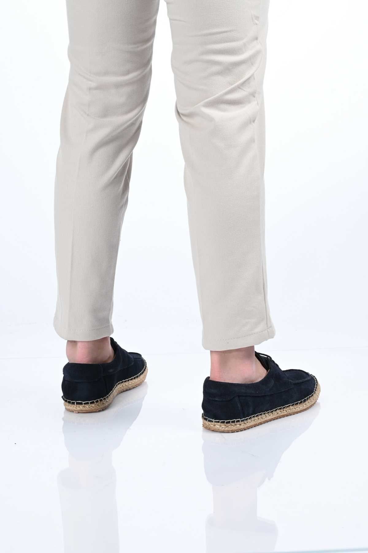 Bestello Lace-Up Rubber Sole Genuine Leather Loafers with Woven Detail 333-1893 Men's Shoes