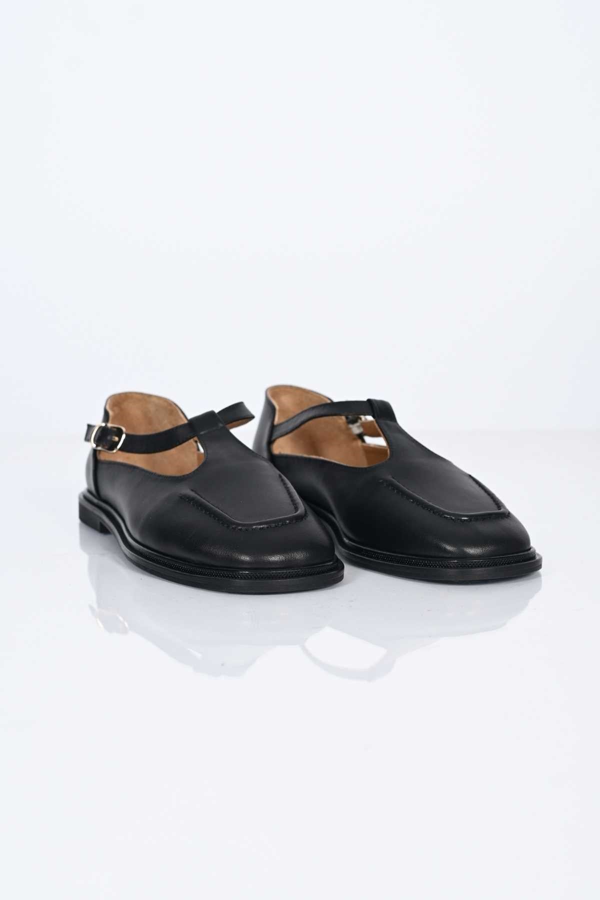 Bestello Women's Genuine Leather Everyday Slip-On Shoes with Belt Buckle Detail and Jurdan Sole 332-26121