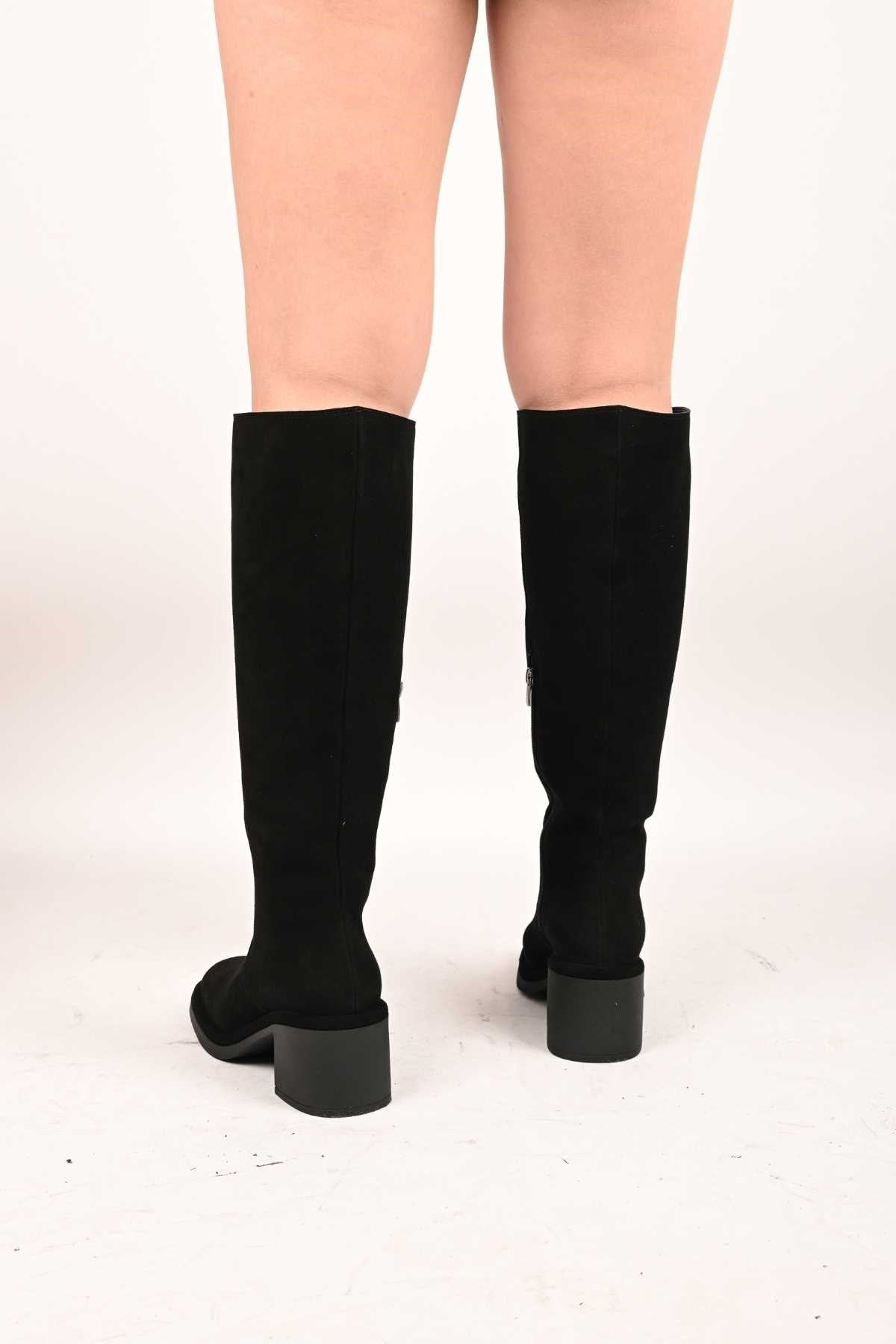 Bestello Laceless Zip-Up Genuine Leather Heeled Boots with Thermo Sole 336-1235 Women's Boots