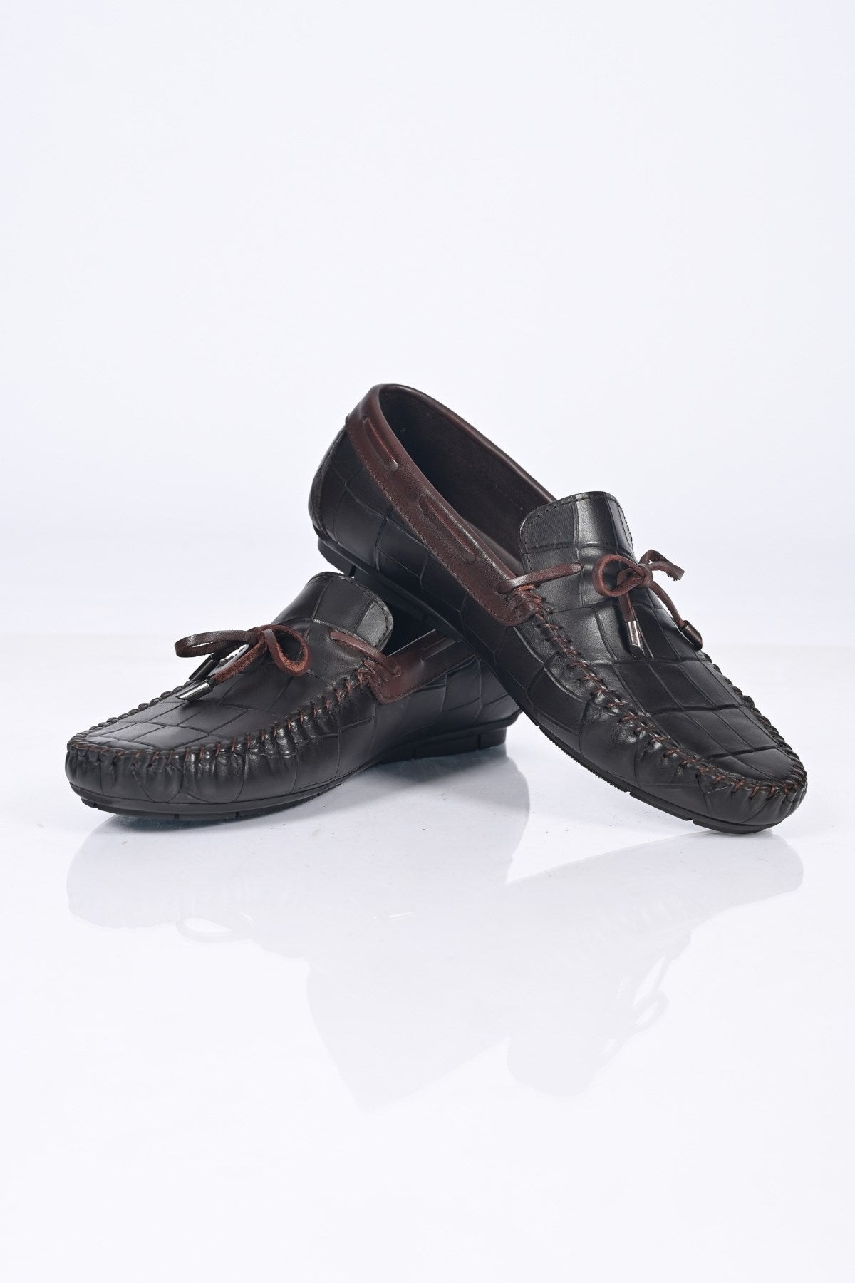 Bestello Slip-On Loafers with Bow, Genuine Leather, Polyurethane Sole, Model 028-2068-26Y Men's Shoes
