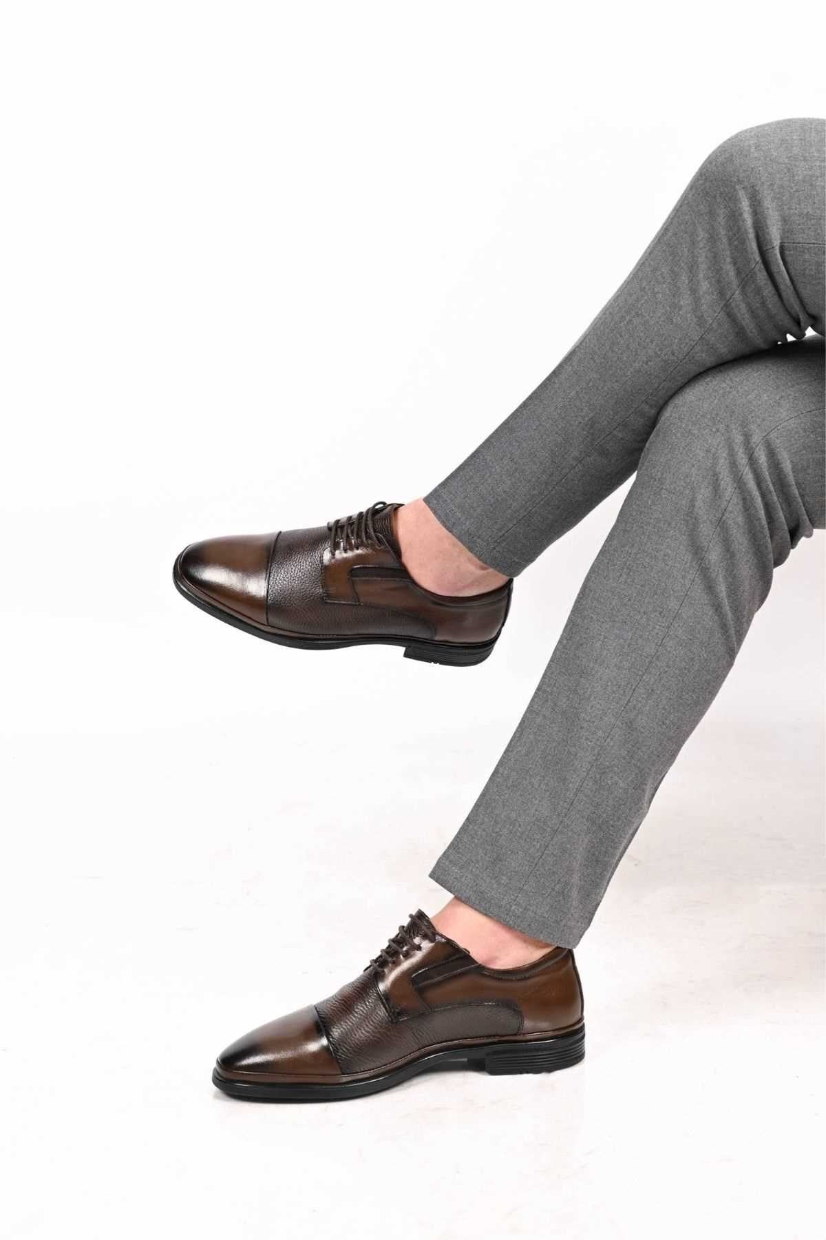 Bestello Lace-Up Genuine Leather Comfort Shoes with Rubber Sole 333-1490 Men's Shoes