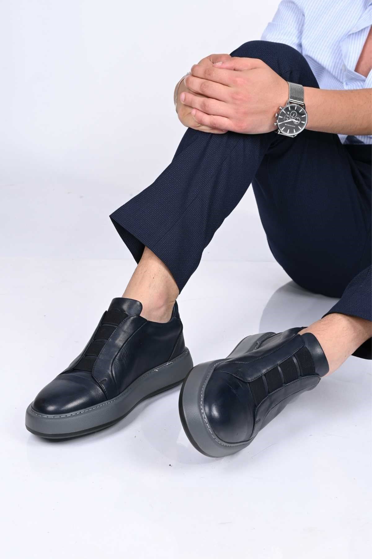 Bestello Slip-On Elastic EVA Sole Genuine Leather Sneakers 174-1982 Men's Shoes