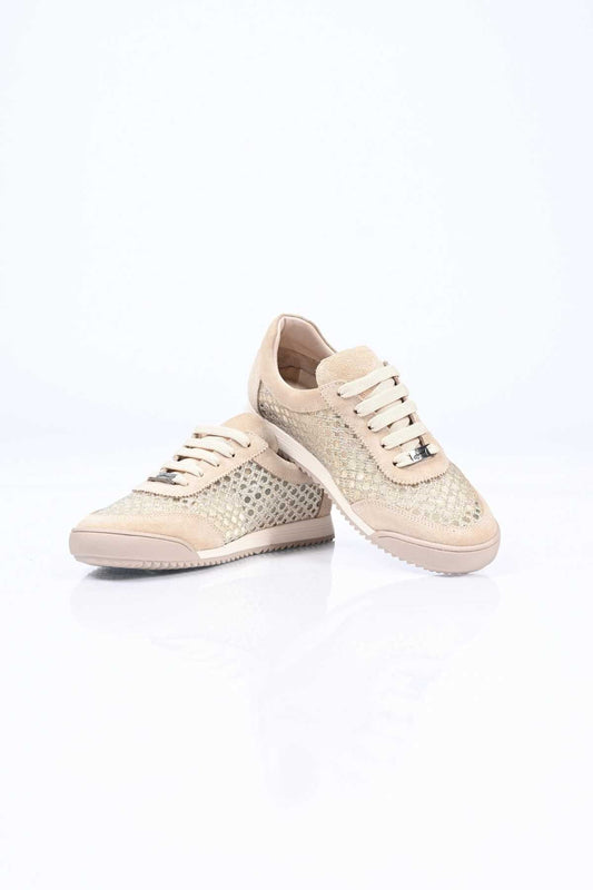 Bestello Lace-Up Mesh Thermo Sole Genuine Leather Sneakers 338-7091 Women's Shoes