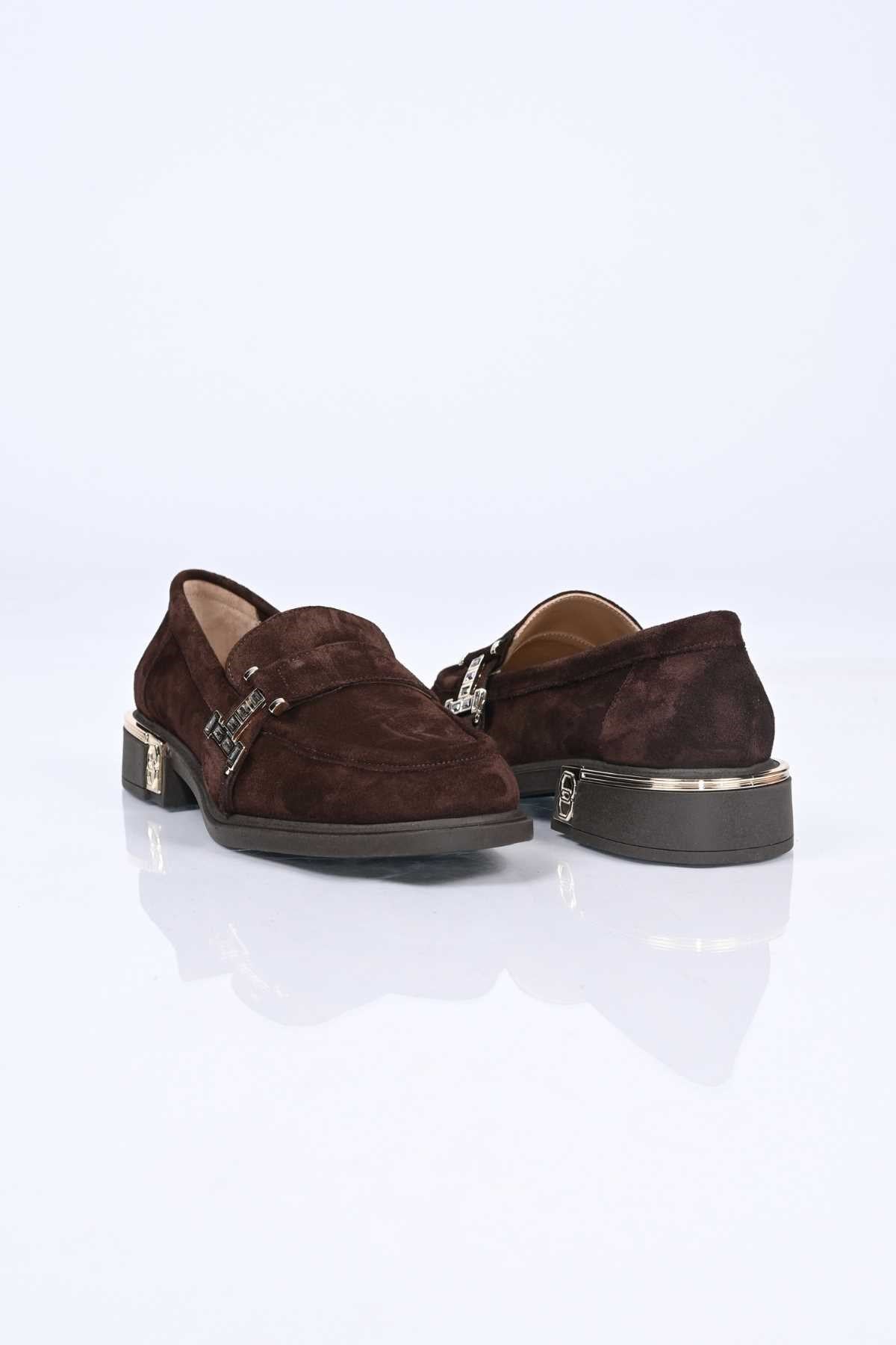Bestello Genuine Leather Loafer with Buckle, Slip-On, Thermo Sole 340-2012 Women's Shoes