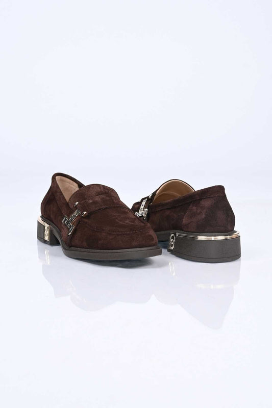 Bestello Genuine Leather Loafer with Buckle, Slip-On, Thermo Sole 340-2012 Women's Shoes