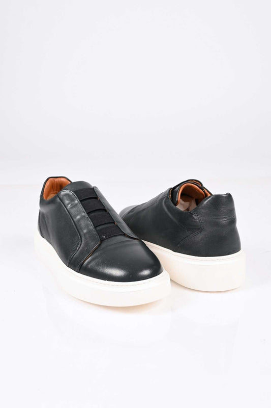 Bestello Men's Genuine Leather Slip-On Sneaker with Elastic EVA Sole 174-24226