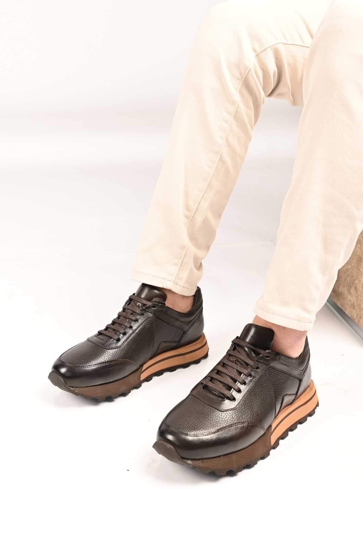 Bestello Lace-Up Genuine Leather Sneakers with EVA Sole 172-64176 Men's Shoes