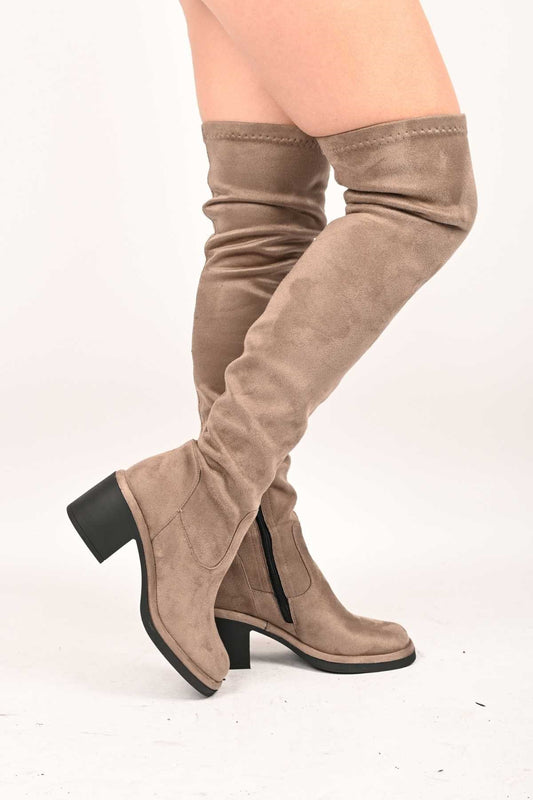 Bestello Slip-On Stretch Detail Genuine Leather Boots with Thermo Sole 336-1236 Women's Boots