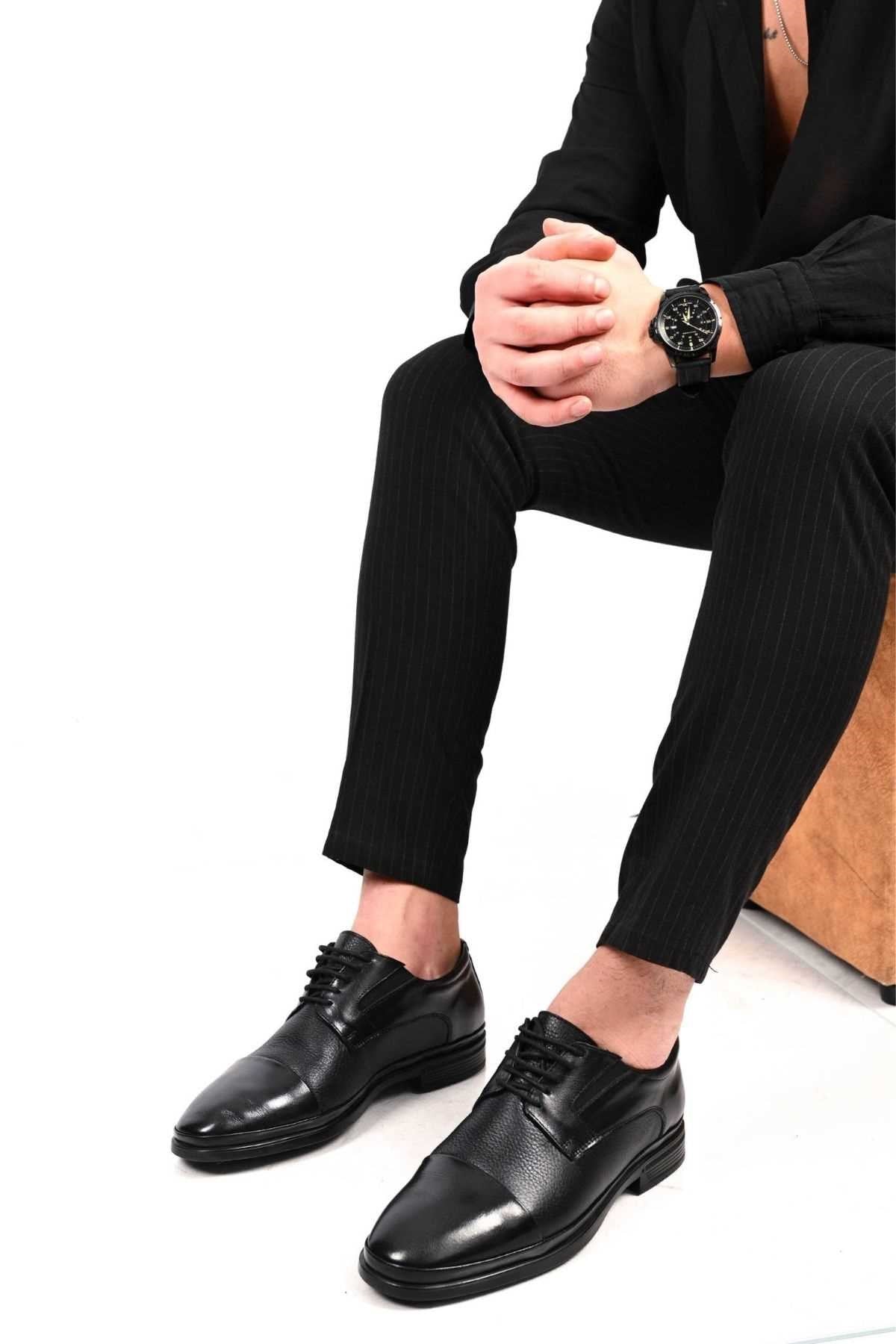 Bestello Lace-Up Genuine Leather Comfort Shoes with Rubber Sole 333-1490 Men's Shoes