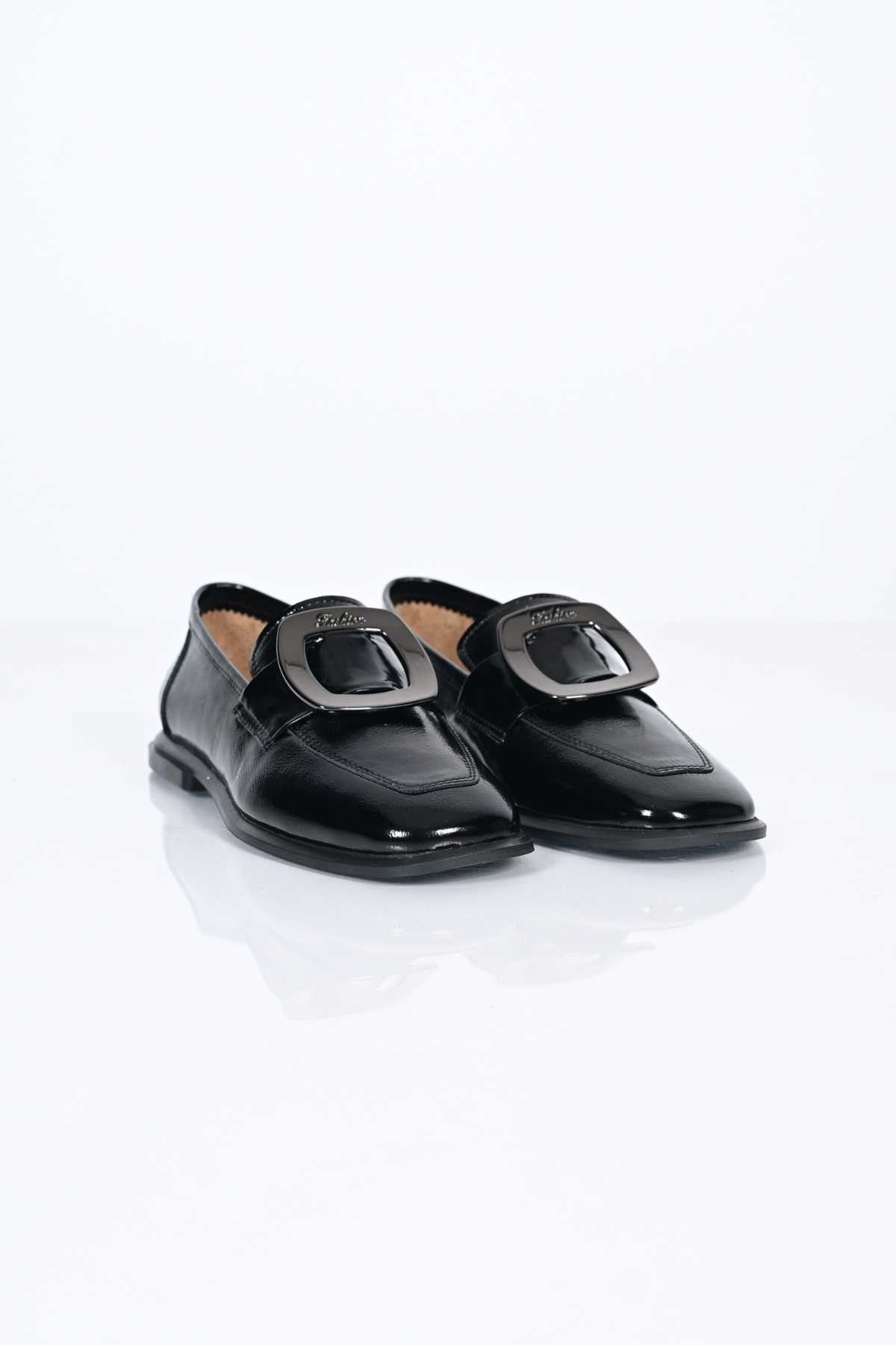 Bestello Genuine Leather Loafer with Buckle, Slip-On, TPU Sole 332-25050 Women's Shoes