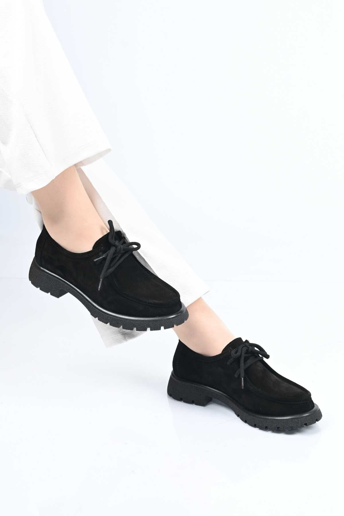 Bestello Lace-Up Genuine Leather Loafers with Thermo Sole 345-4247 Women's Shoes