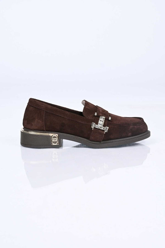 Bestello Genuine Leather Loafer with Buckle, Slip-On, Thermo Sole 340-2012 Women's Shoes
