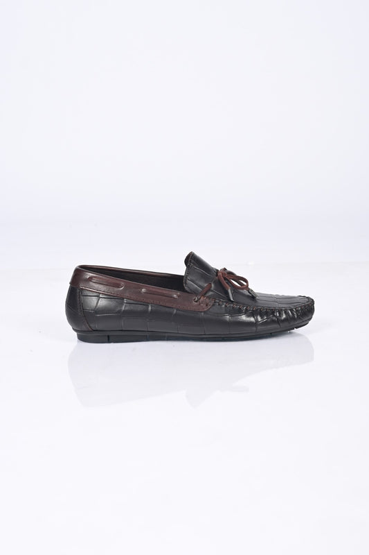 Bestello Slip-On Loafers with Bow, Genuine Leather, Polyurethane Sole, Model 028-2068-26Y Men's Shoes