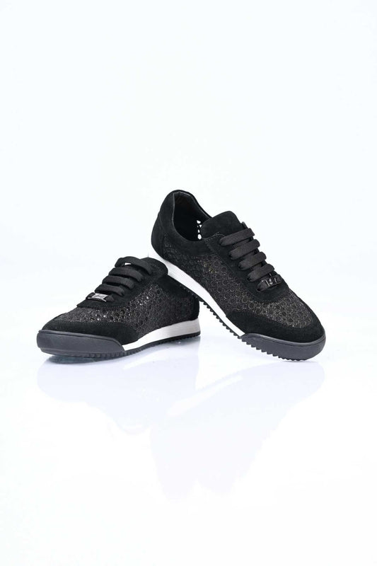 Bestello Lace-Up Mesh Thermo Sole Genuine Leather Sneakers 338-7091 Women's Shoes