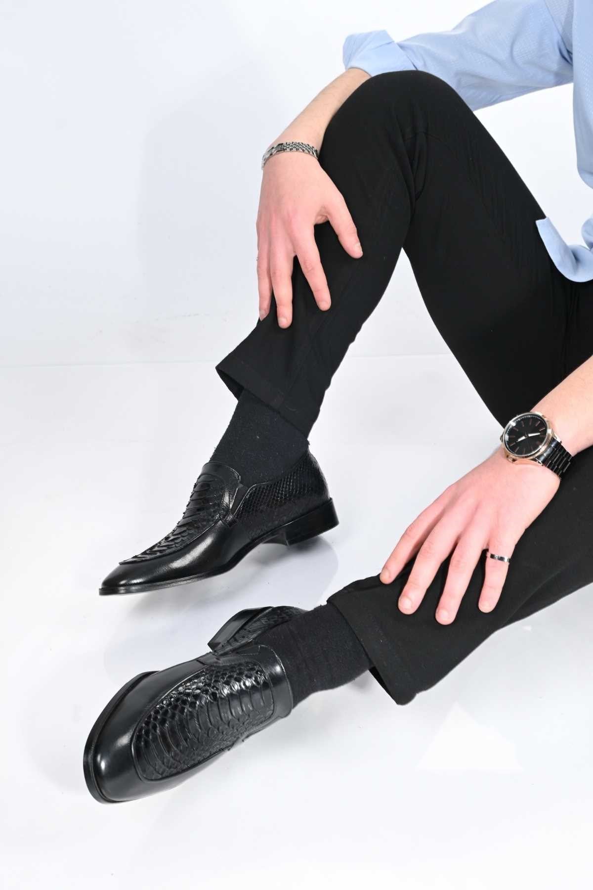 Bestello Slip-On Genuine Python Leather Classic Shoes with Leather Sole 333-28705 Men's Shoes