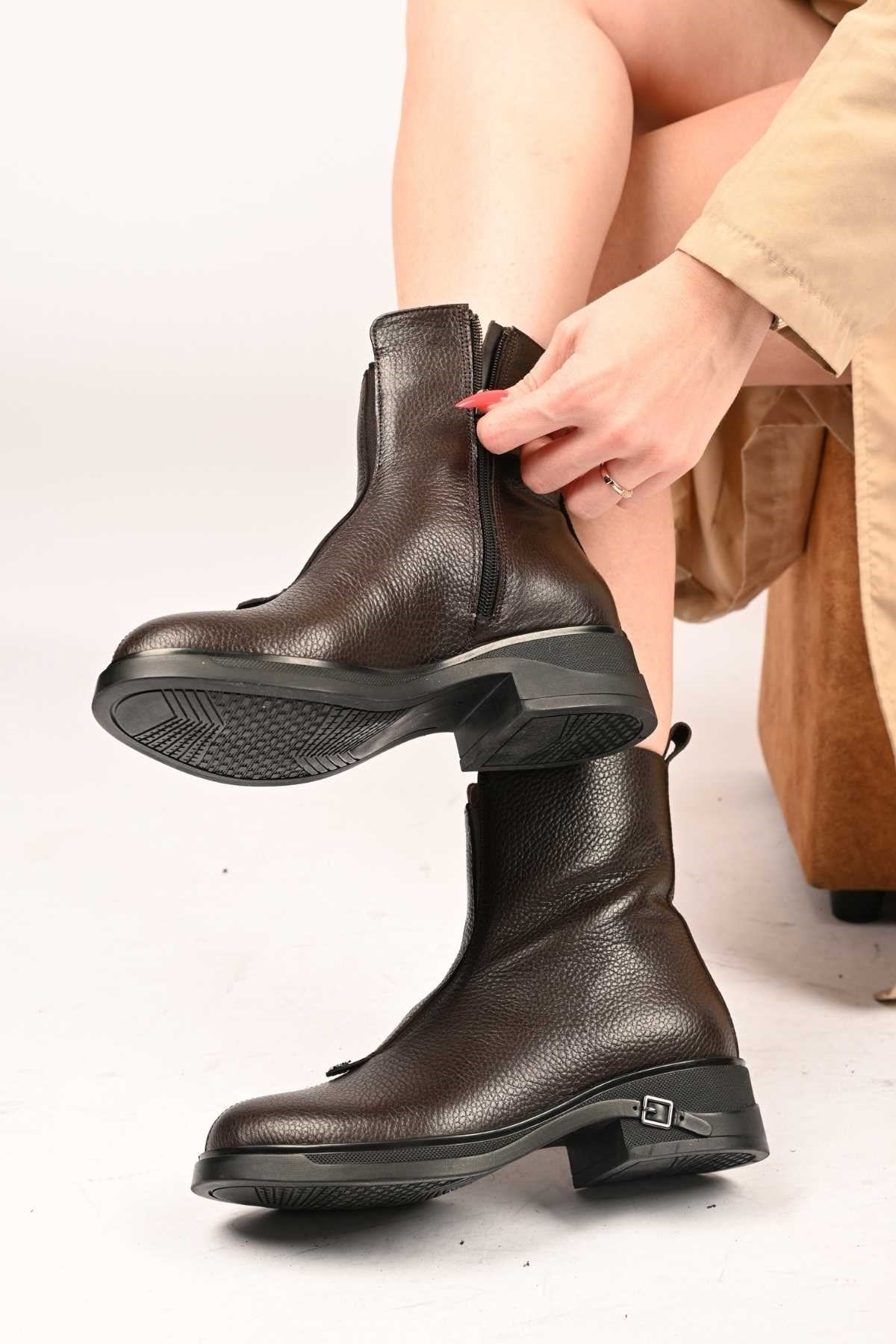 Bestello Slip-On Zip-Up Genuine Leather Casual Boots with Thermo Sole 335-662-17 Women's Boots