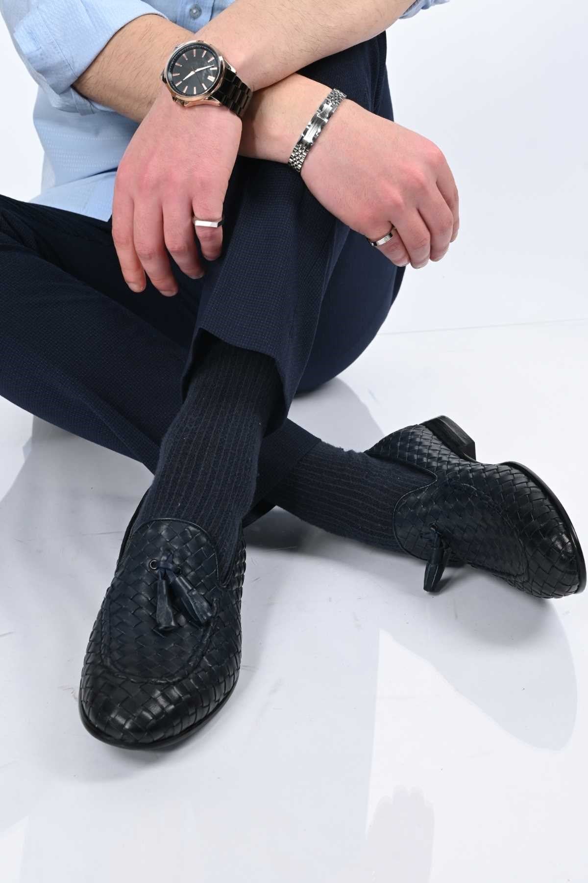 Bestello Slip-On Tassel Braided Genuine Leather Classic Shoes with Neolite Sole 333-2357 Men's Shoes