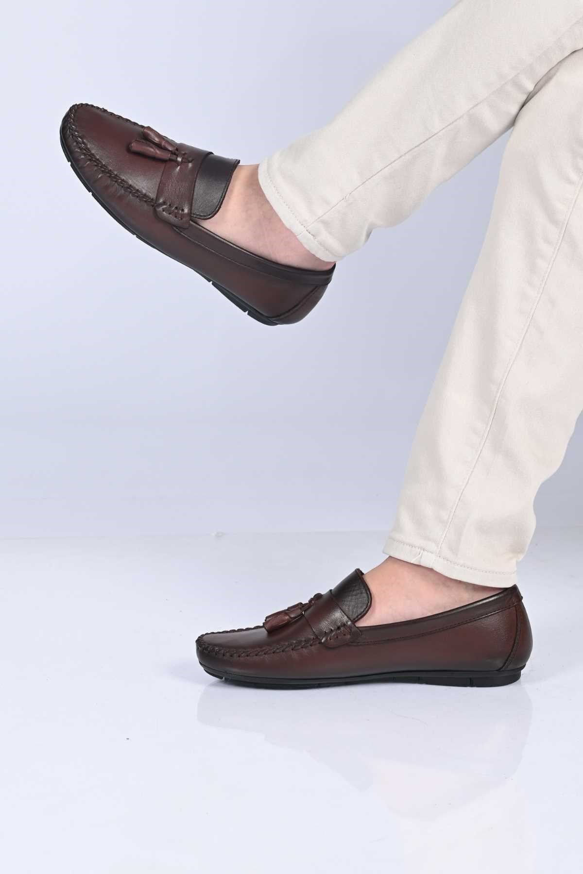 Bestello Genuine Leather Loafers with Tassels, Slip-On, Polyurethane Sole, 028-2021-26Y Men's Shoes