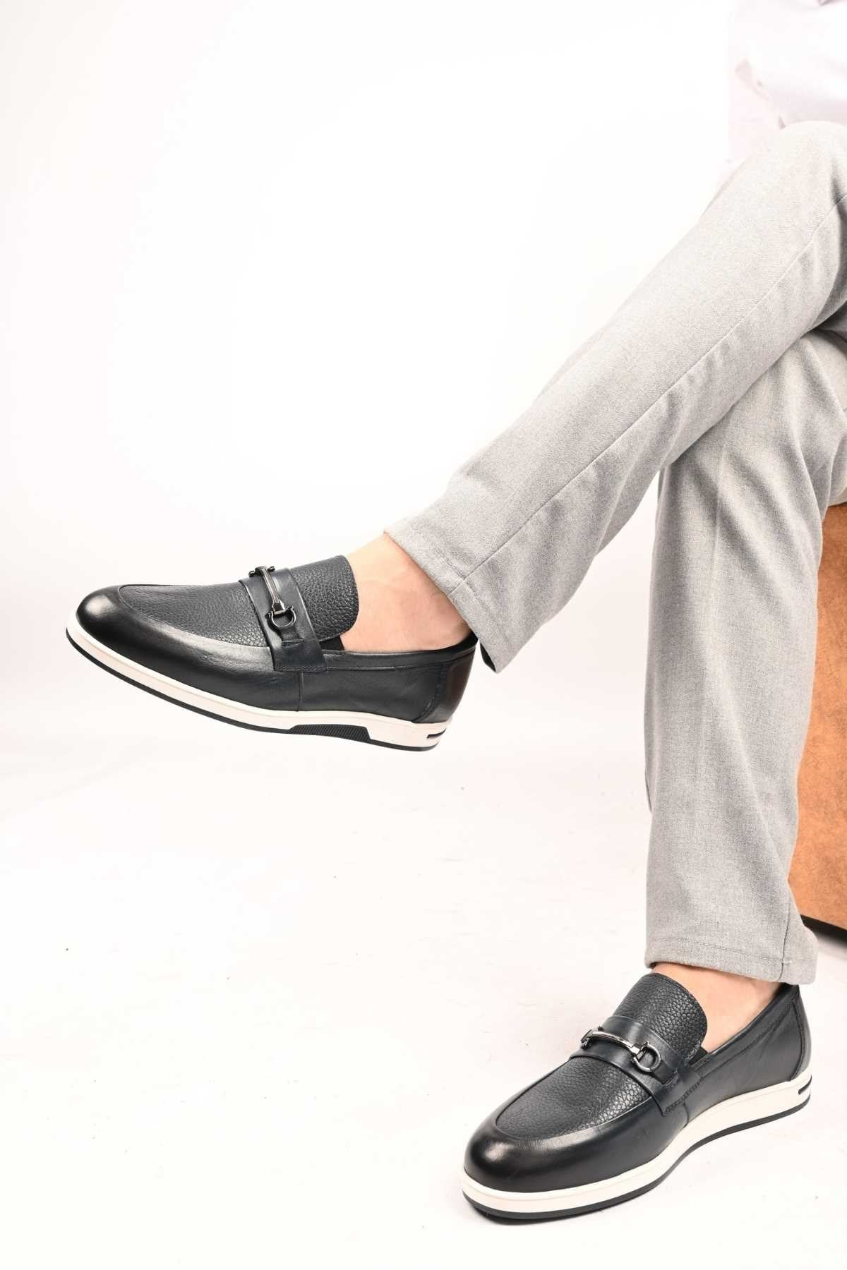Bestello Slip-On Buckle Loafers with Thermo Sole Genuine Leather 333-5582 Men's Shoes