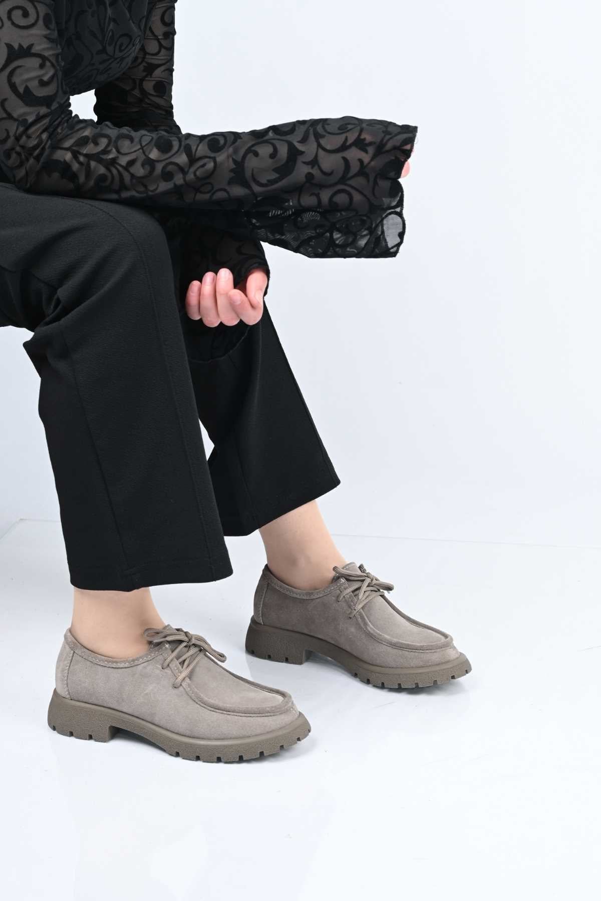 Bestello Lace-Up Genuine Leather Loafers with Thermo Sole 345-4247 Women's Shoes