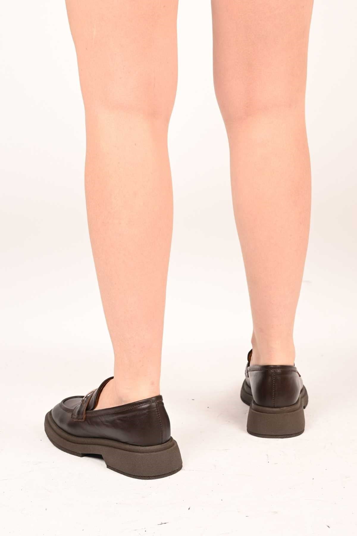 Bestello Slip-On Buckled Thermo Sole Genuine Leather Casual 334-1845-28 Women's Shoes
