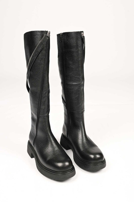 Bestello Women's Genuine Leather Slip-On Zip-Up Thermal Sole Boots 334-1000