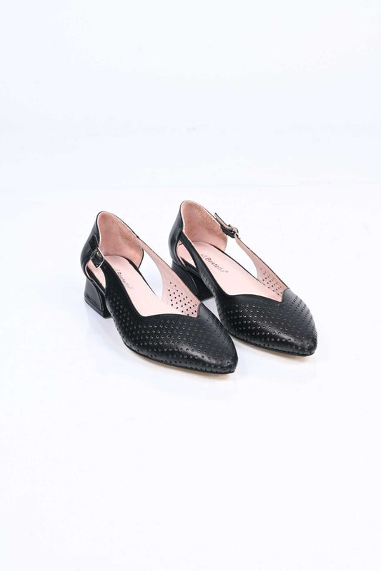 Bestello Genuine Leather Pointed-Toe Shoes with Studded Neolite Sole and Thick Heel 339-330 Women's Shoes