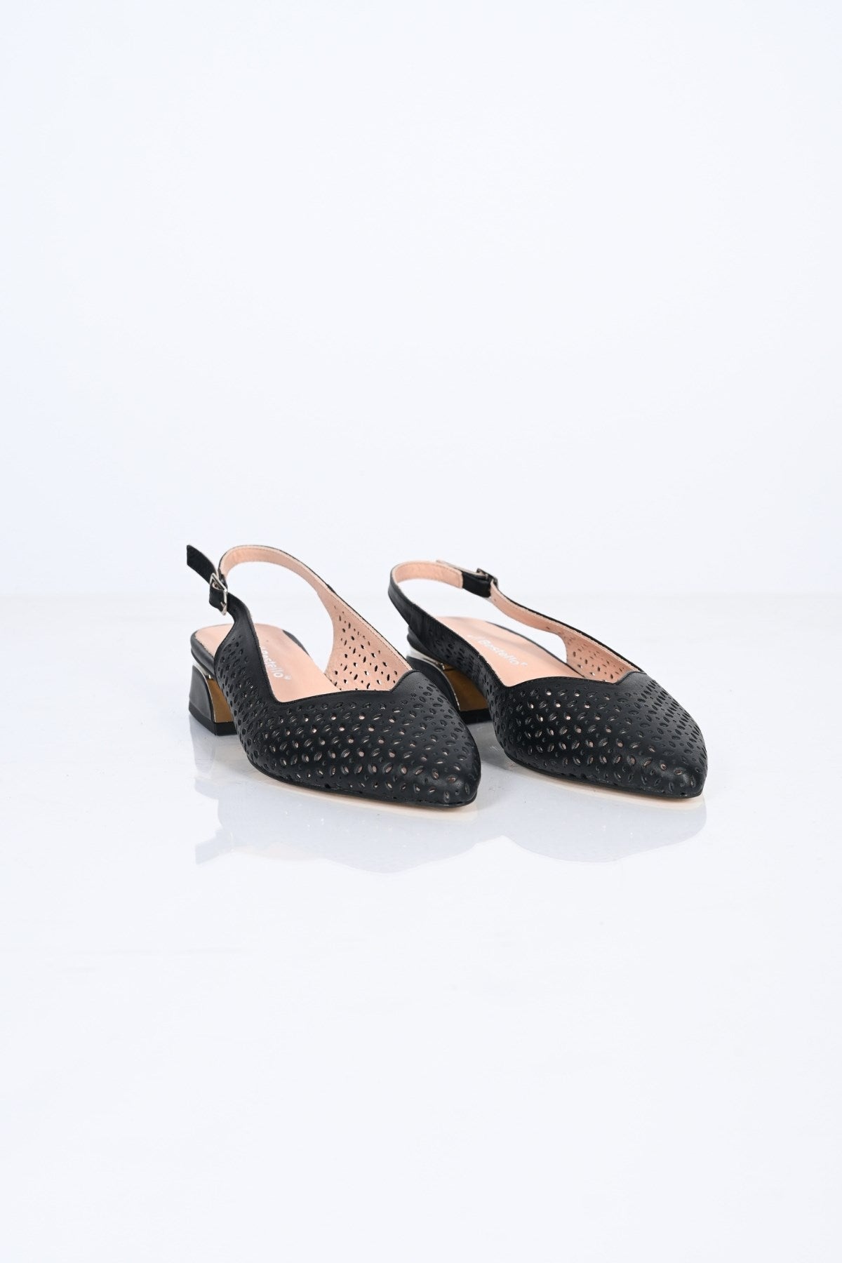 Bestello Genuine Leather Pointed-Toe Shoes with Studded Neolite Sole and Thick Heel 339-307 Women's Shoes
