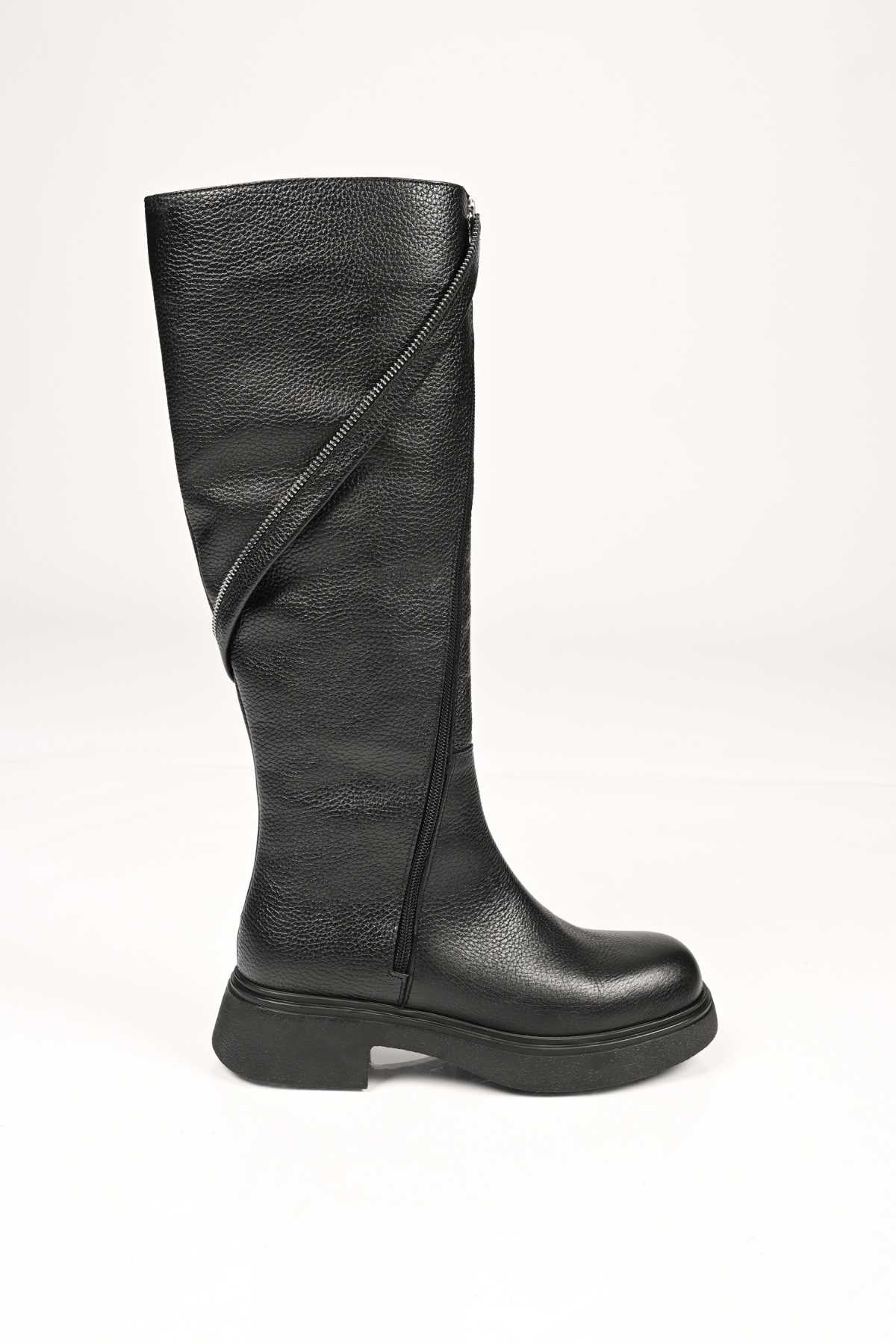 Bestello Women's Genuine Leather Slip-On Zip-Up Thermal Sole Boots 334-1000