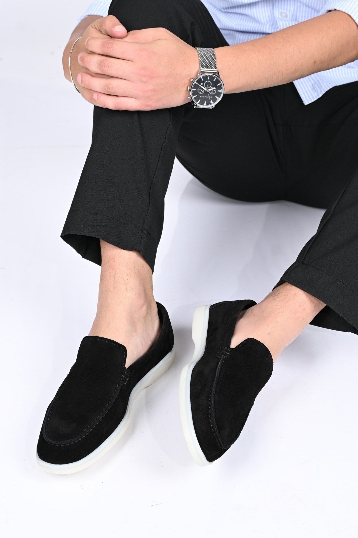 Bestello Slip-On Genuine Leather Loafers with Rubber Sole 028-2000 Men's Shoes