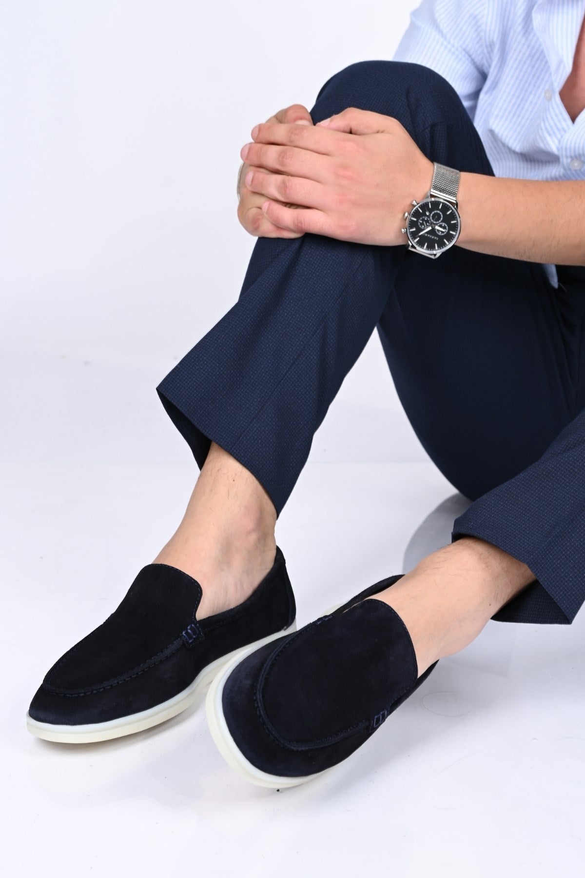 Bestello Slip-On Genuine Leather Loafers with Rubber Sole 028-2000 Men's Shoes