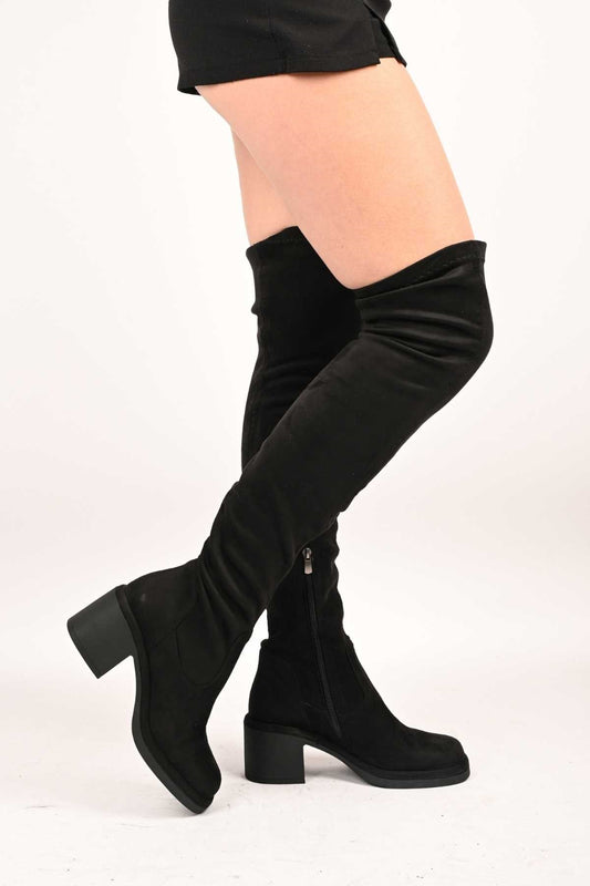 Bestello Slip-On Stretch Detail Genuine Leather Boots with Thermo Sole 336-1236 Women's Boots