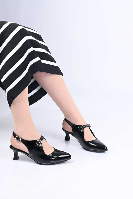 Bestello Slip-On Genuine Leather Open-Back Pointed-Toe Stiletto Heel Shoes with Neolite Sole 342-561 Women's Shoes