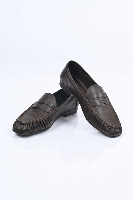 Bestello Genuine Leather Loafer with Elasticized Slip-On Design and TPU Sole 343-265-2660 Women's Shoes