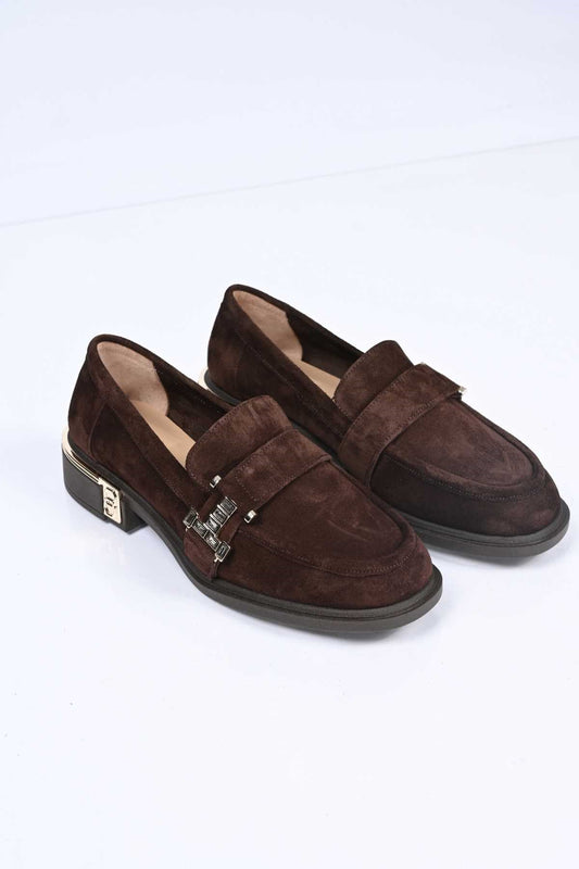 Bestello Genuine Leather Loafer with Buckle, Slip-On, Thermo Sole 340-2012 Women's Shoes