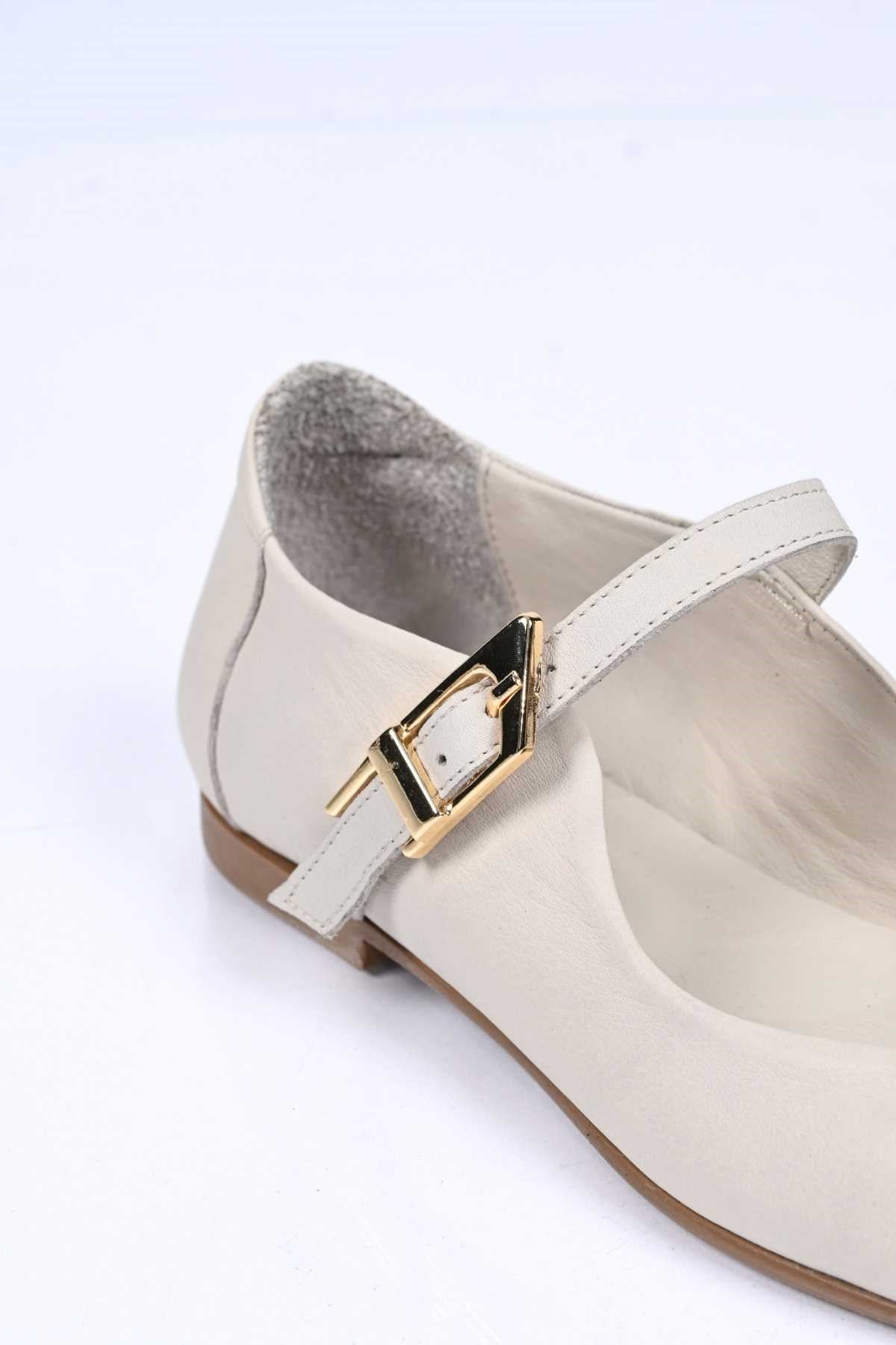 Bestello Slip-On Genuine Leather Ballet Flats with Buckle Strap and Neolite Sole 342-050 Women's Ballet Flats