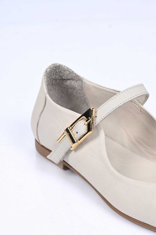 Bestello Slip-On Genuine Leather Ballet Flats with Buckle Strap and Neolite Sole 342-050 Women's Ballet Flats