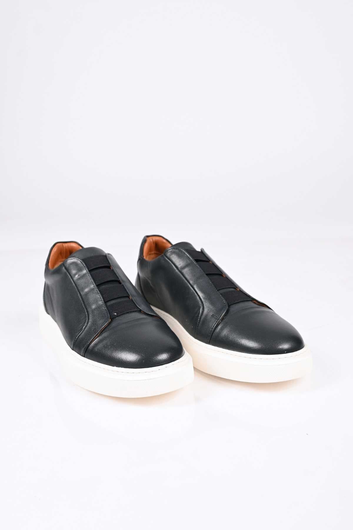 Bestello Men's Genuine Leather Slip-On Sneaker with Elastic EVA Sole 174-24226