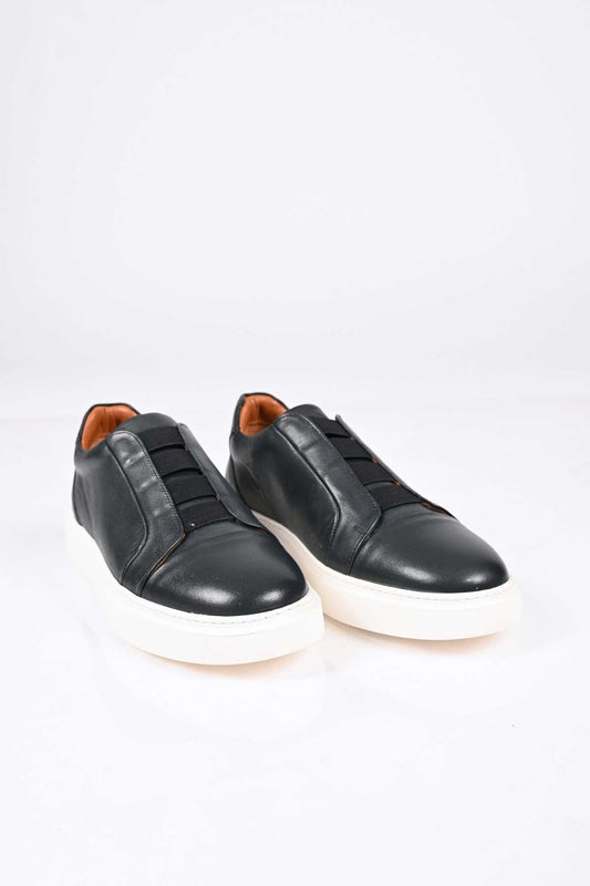 Bestello Men's Genuine Leather Slip-On Sneaker with Elastic EVA Sole 174-24226