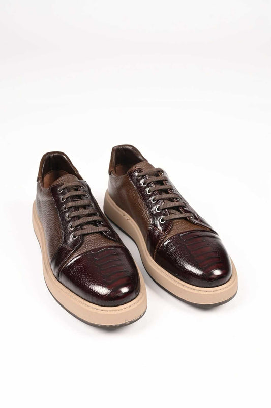 Bestello Lace-Up Genuine Leather Sneakers with EVA Sole 172-64340 Men's Shoes