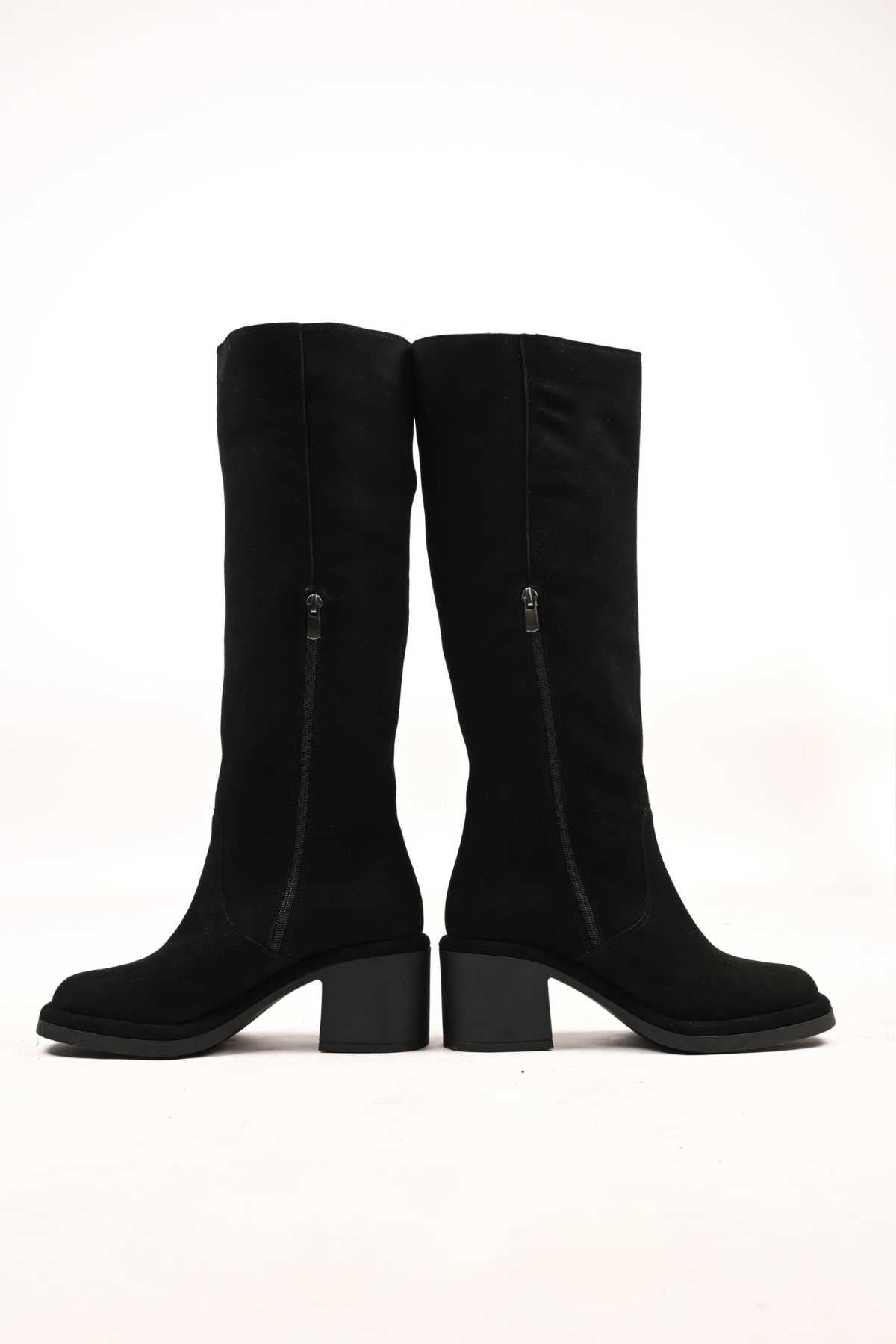 Bestello Laceless Zip-Up Genuine Leather Heeled Boots with Thermo Sole 336-1235 Women's Boots