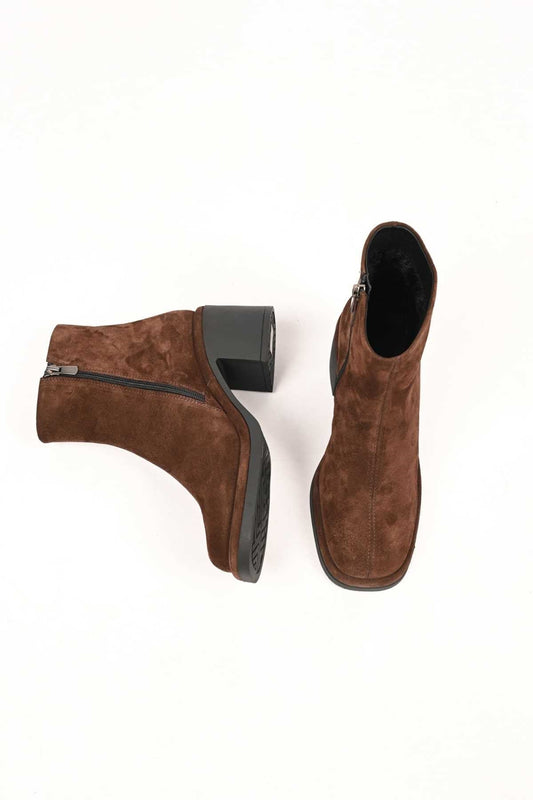 Bestello Women's Genuine Leather Heeled Boots with Thermo Sole, Slip-On Design and Side Zipper, Model 336-1231 Women's Boots