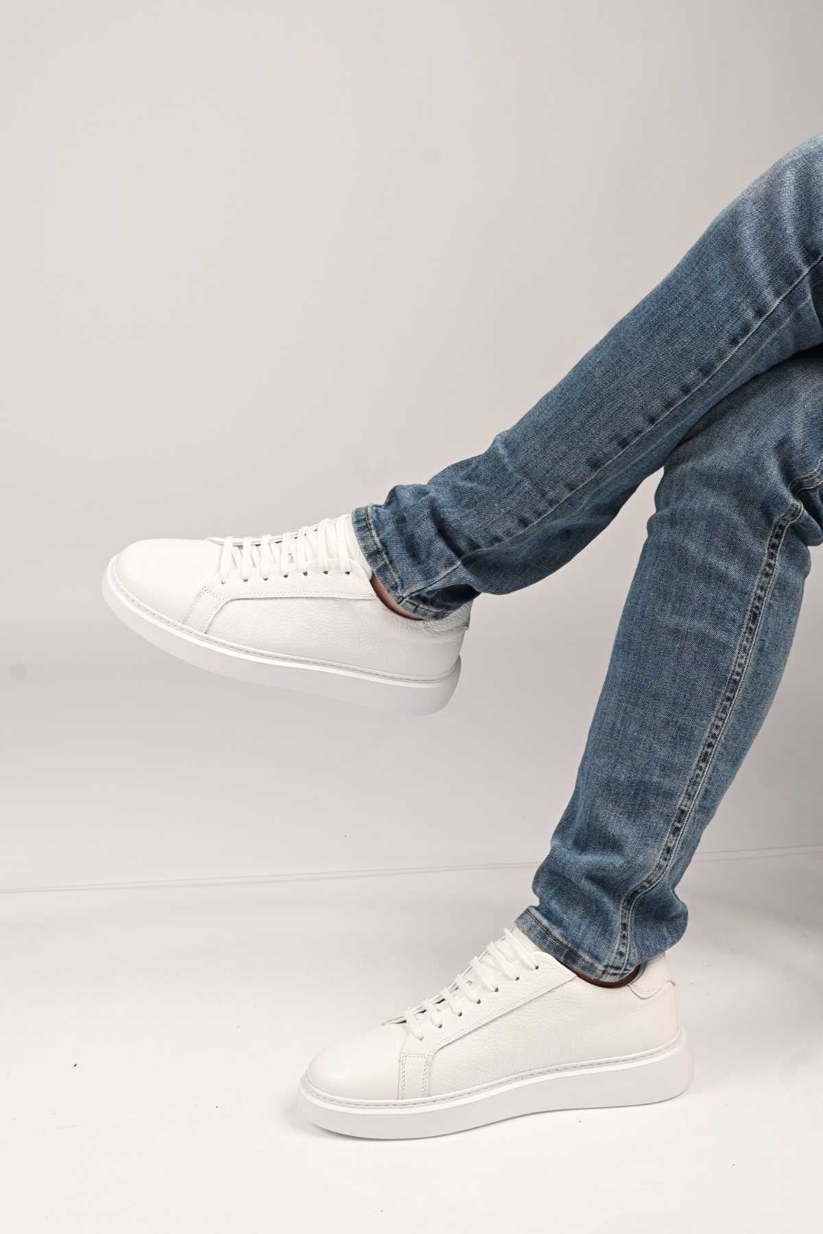Bestello Lace-Up Genuine Leather Sneakers with EVA Sole 174-22040 Men's Shoes