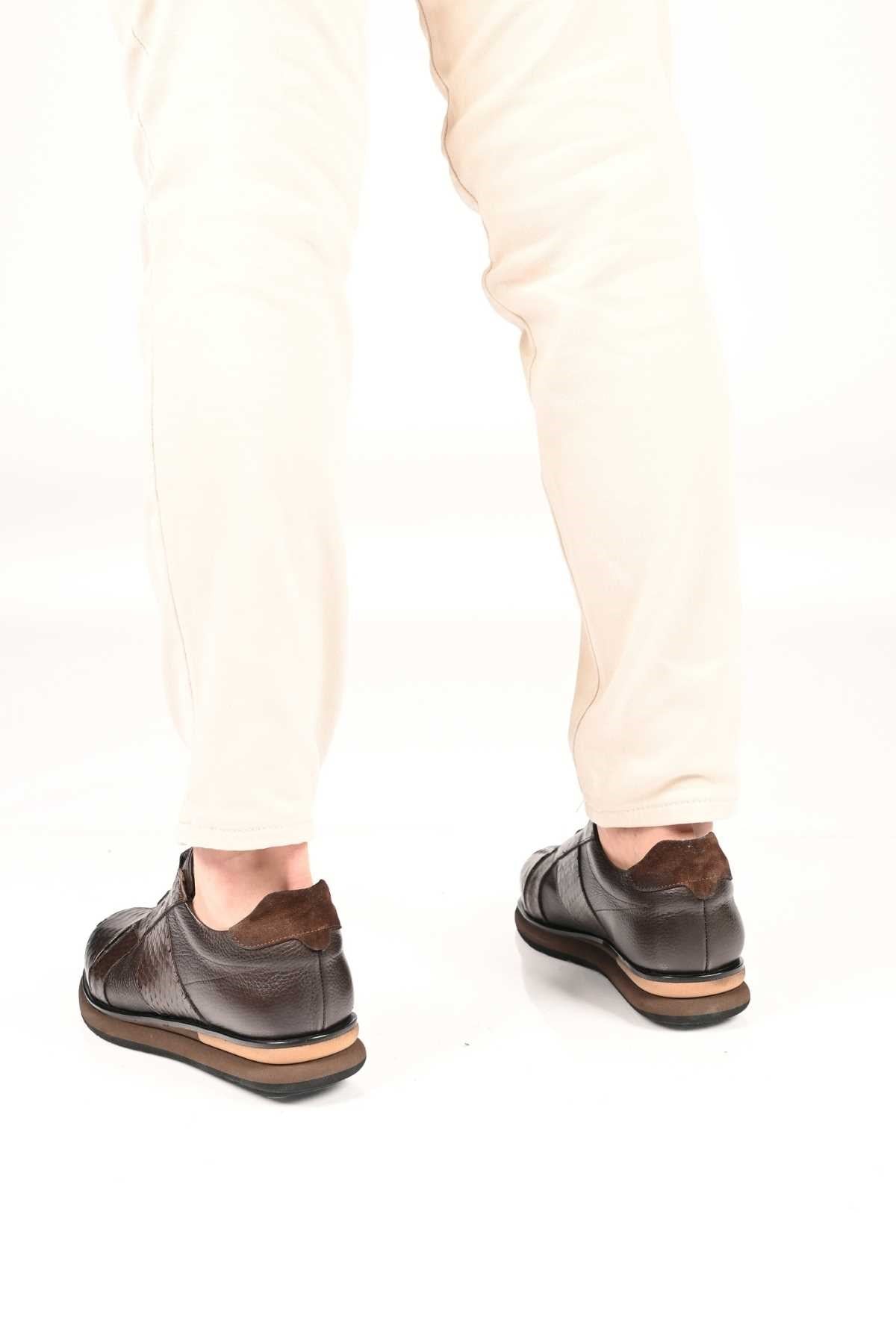 Bestello Men's Genuine Leather Slip-On Sneakers with Elastic EVA Sole 172-64300