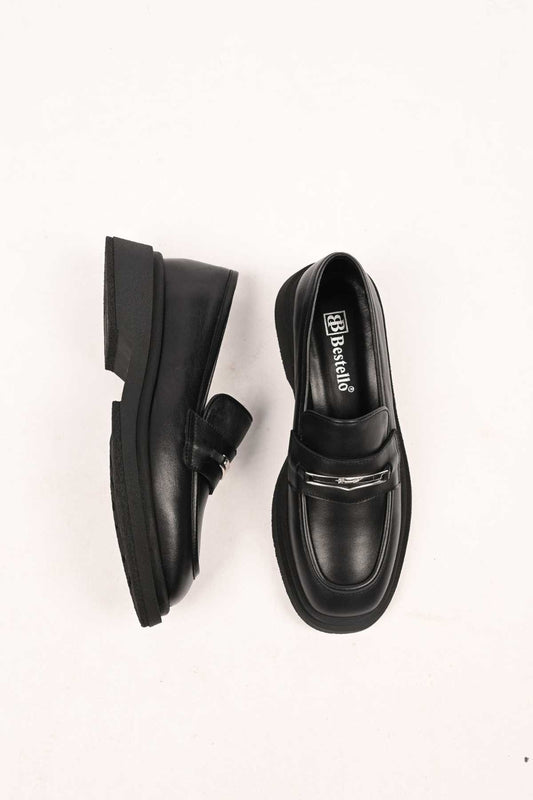 Bestello Slip-On Buckled Thermo Sole Genuine Leather Casual 334-1845-28 Women's Shoes