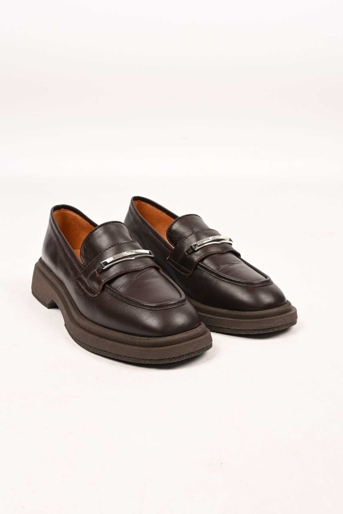 Bestello Slip-On Buckled Thermo Sole Genuine Leather Casual 334-1845-28 Women's Shoes
