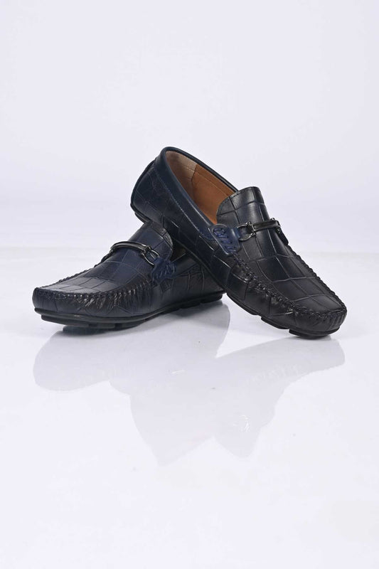 Bestello Slip-On Buckled Genuine Leather Loafers with Polyurethane Sole 028-1070 Men's Shoes