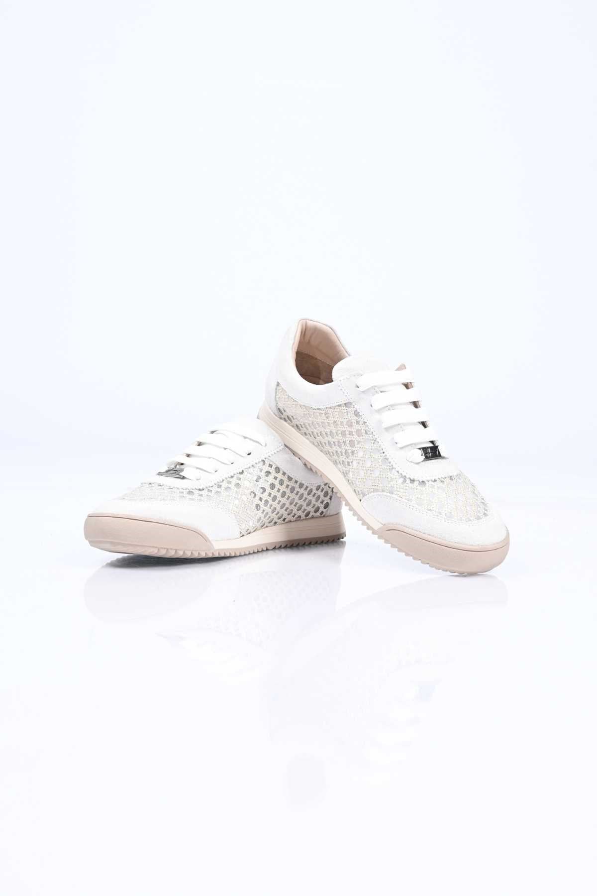 Bestello Lace-Up Mesh Thermo Sole Genuine Leather Sneakers 338-7091 Women's Shoes