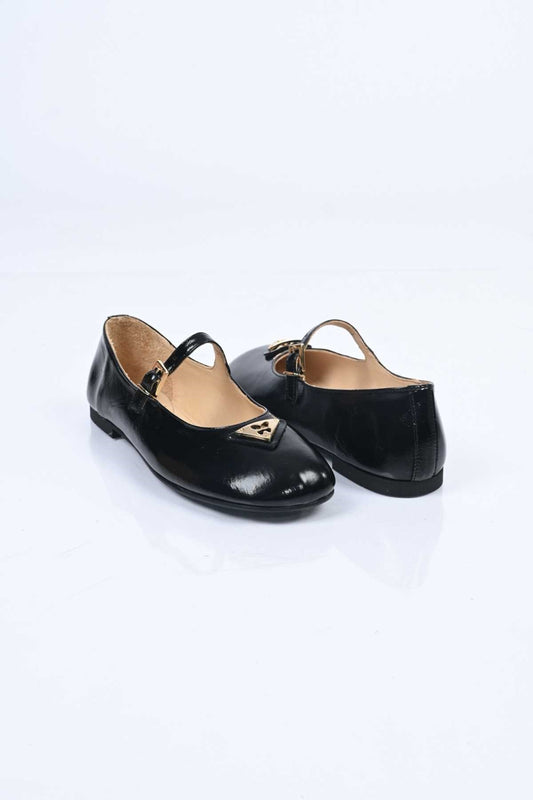 Bestello Slip-On Buckled Genuine Leather Ballet Flats with TPU Sole 340-3022 Women's Ballet Flats